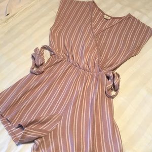 Ladies Caution to the Wind Pink Stripe Romper